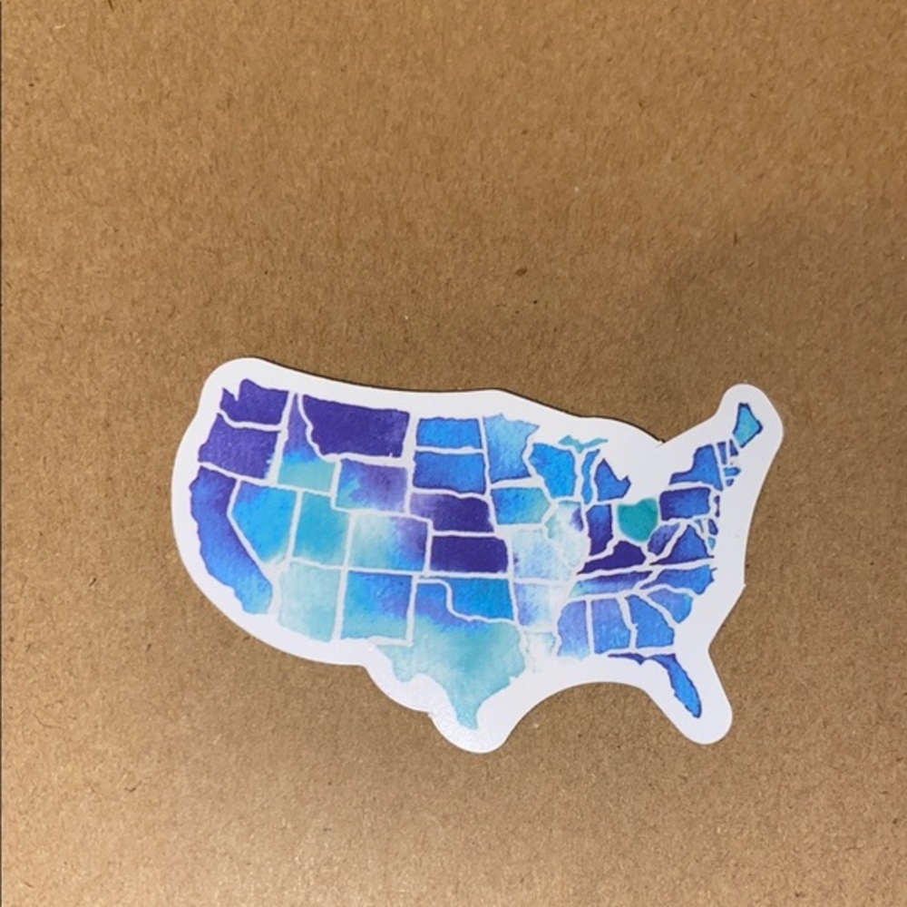 🌈20/$12🌈 Blue and Purple USA Map Sticker